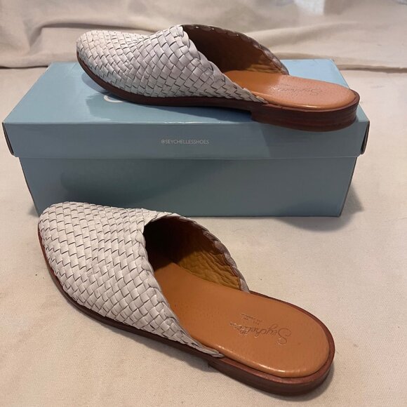 Seychelles Places To Go Size 8.5 White Leather Woven Slip-On Mules Comfort Casua - Picture 5 of 15